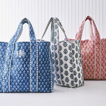 Block Print Quilted Oversized Tote | Mark and Graham