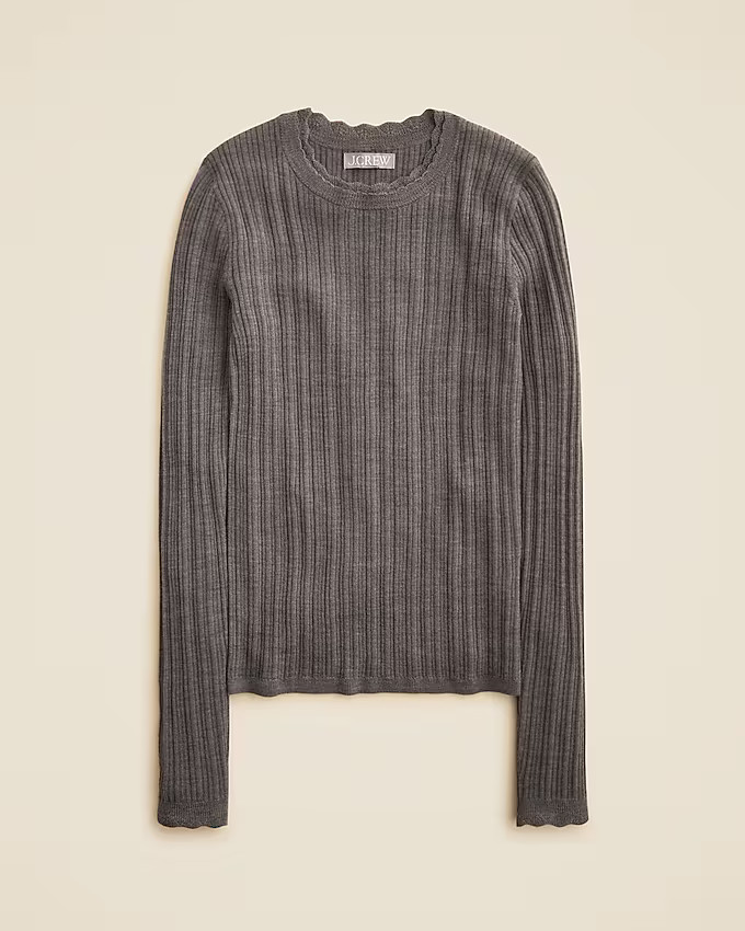 Layered pointelle sweater-tee in merino wool | J. Crew US