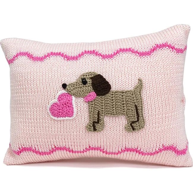Valentine Puppy Pillow, Pink | Maisonette