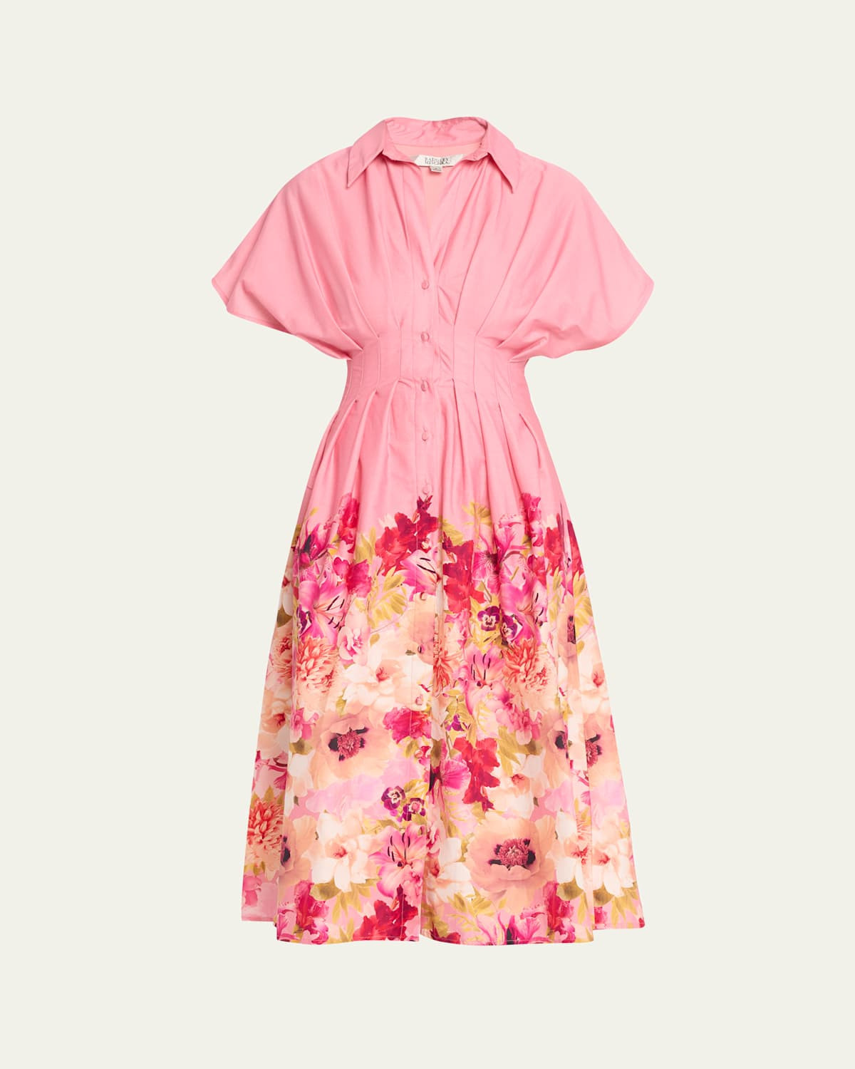 Pleated Floral-Print Midi Shirtdress | Bergdorf Goodman
