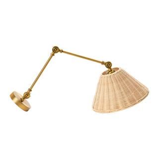 Storied Home Coastal Adjustable Wall Sconce with Neutral Beige Rattan Shades in Gold EC0635 - The... | The Home Depot