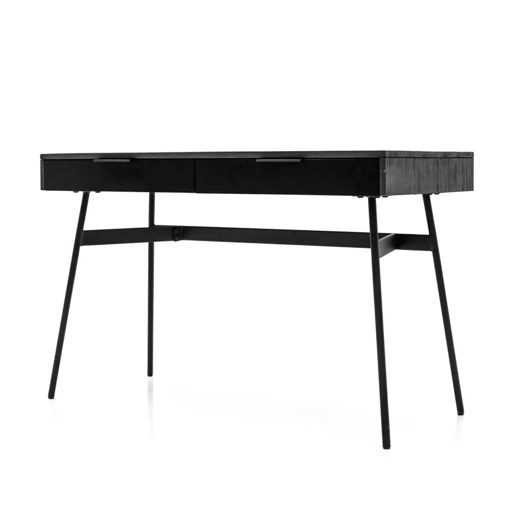 Libra Interiors Bronks Black Acacia Wood 2 Drawer Desk | Olivia's