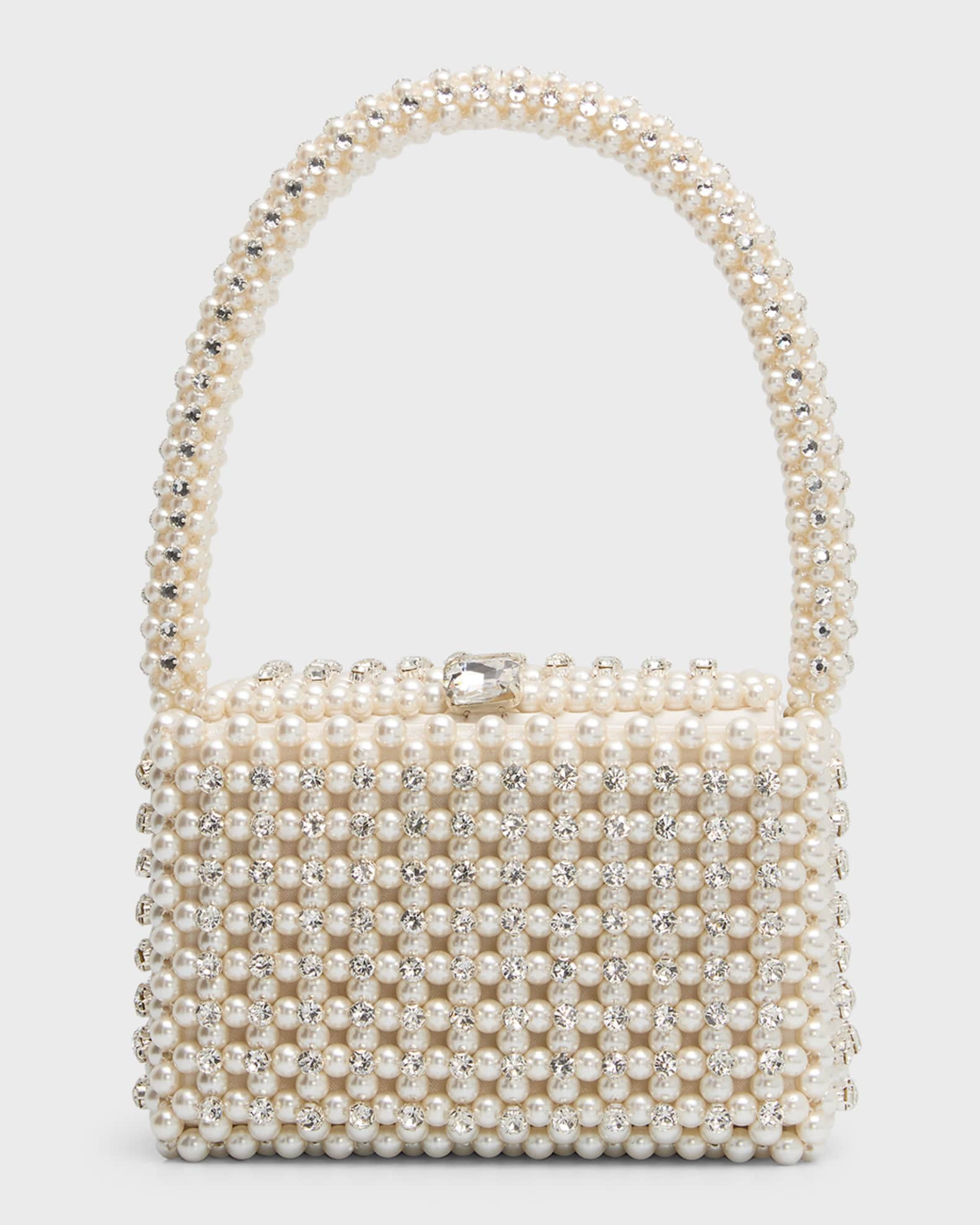 Eclipse Pearly Crystal Top-Handle Bag | Neiman Marcus