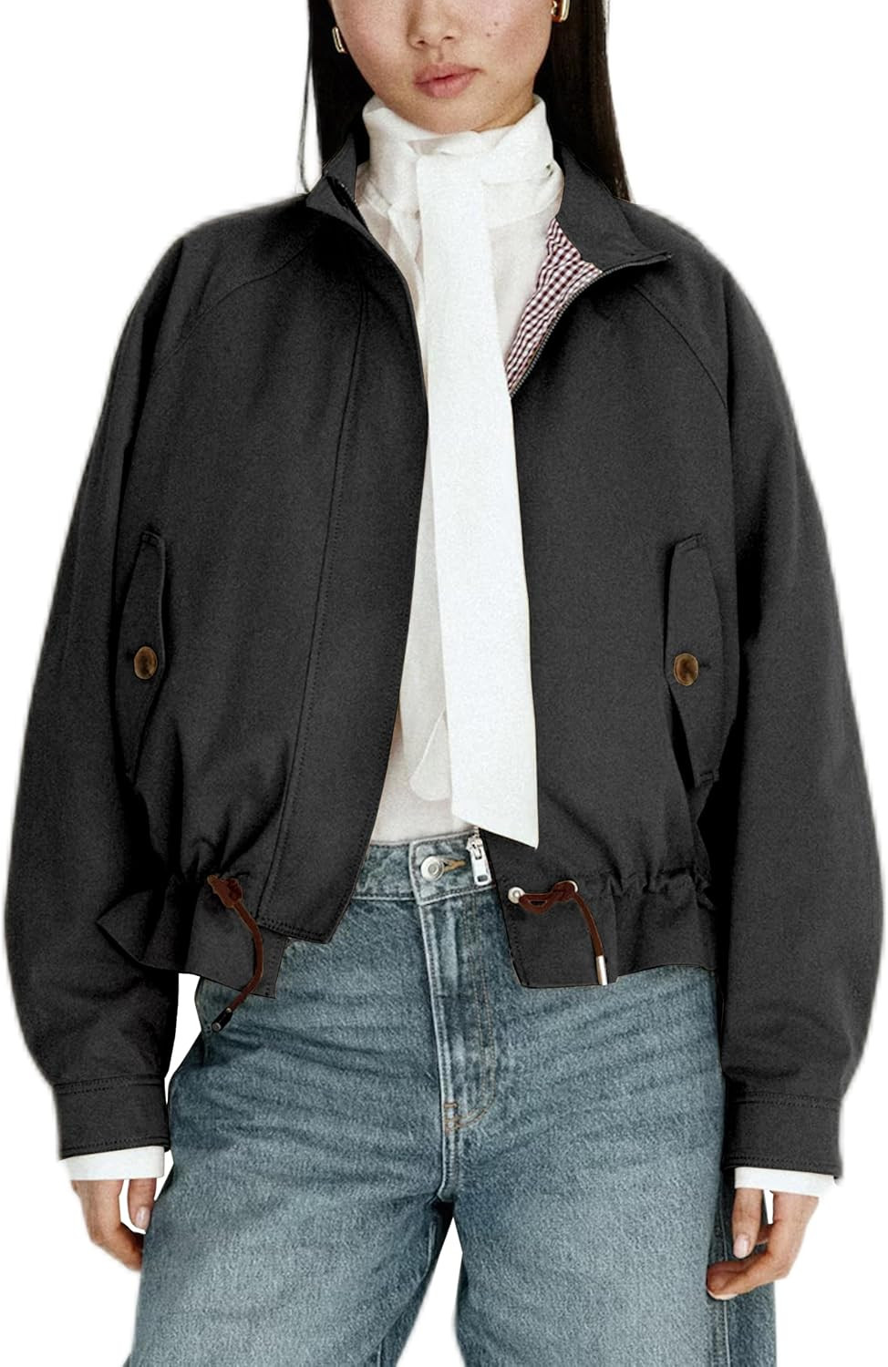 Megfie Jackets for Women Drawstring Waist Casual Coat Spring Fall Outerwear | Amazon (US)