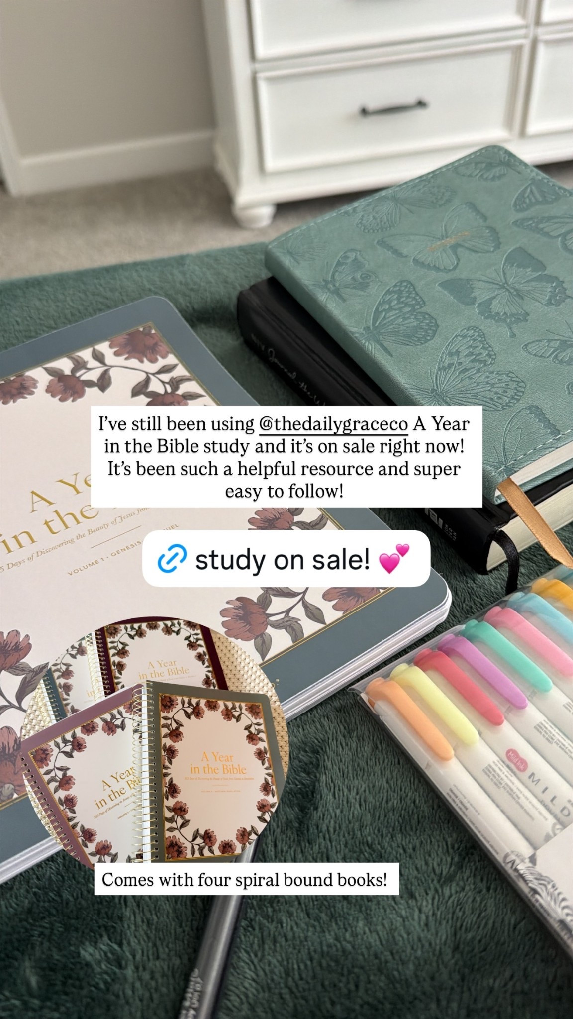 I’ve still been using @thedailygraceco A Year in the Bible study and it’s on sale right now! It’s been such a helpful resource and super easy to follow!  Comes with four spiral bound books!