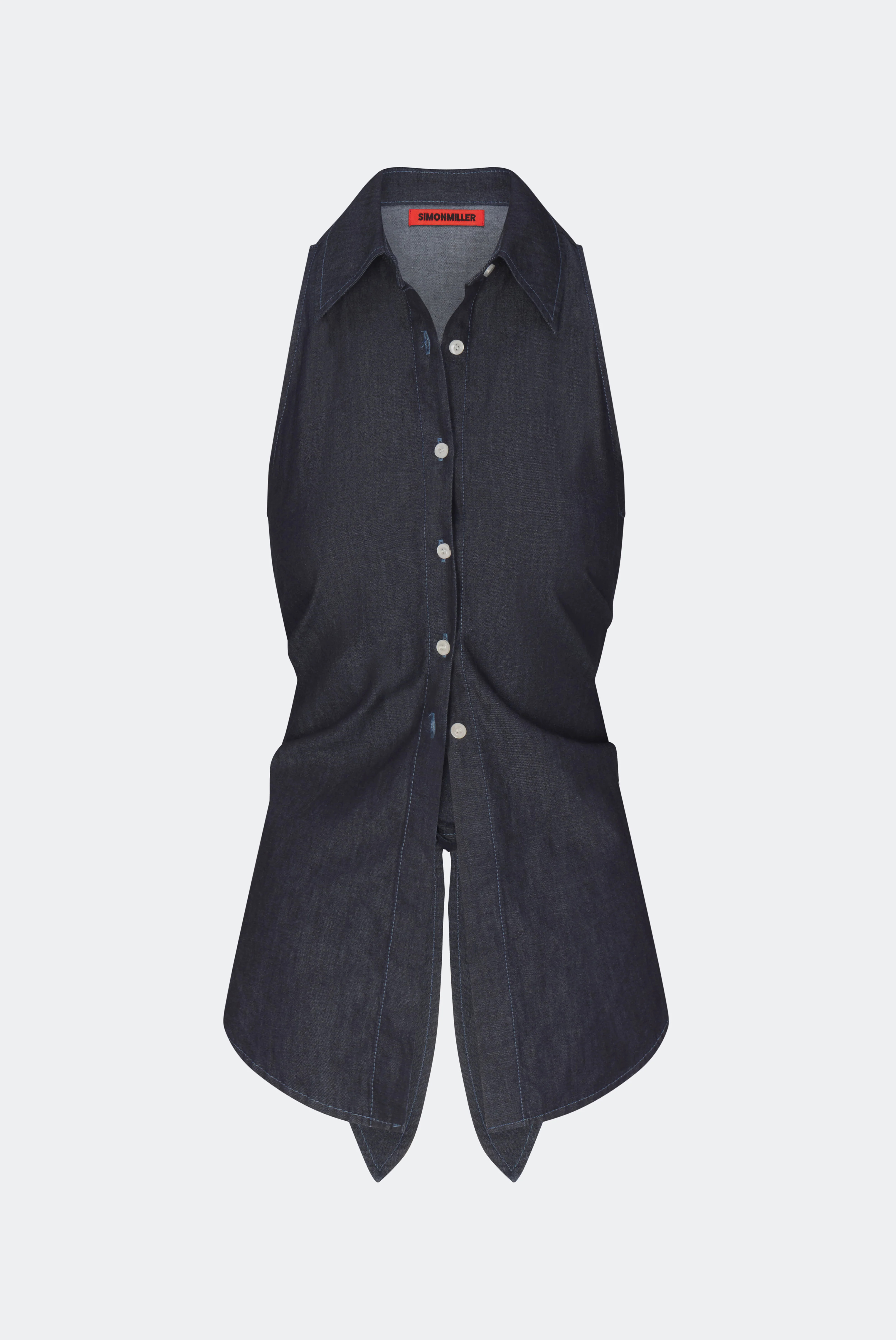 Loch Sleeveless Chambray Button Up in Indigo | Simon Miller