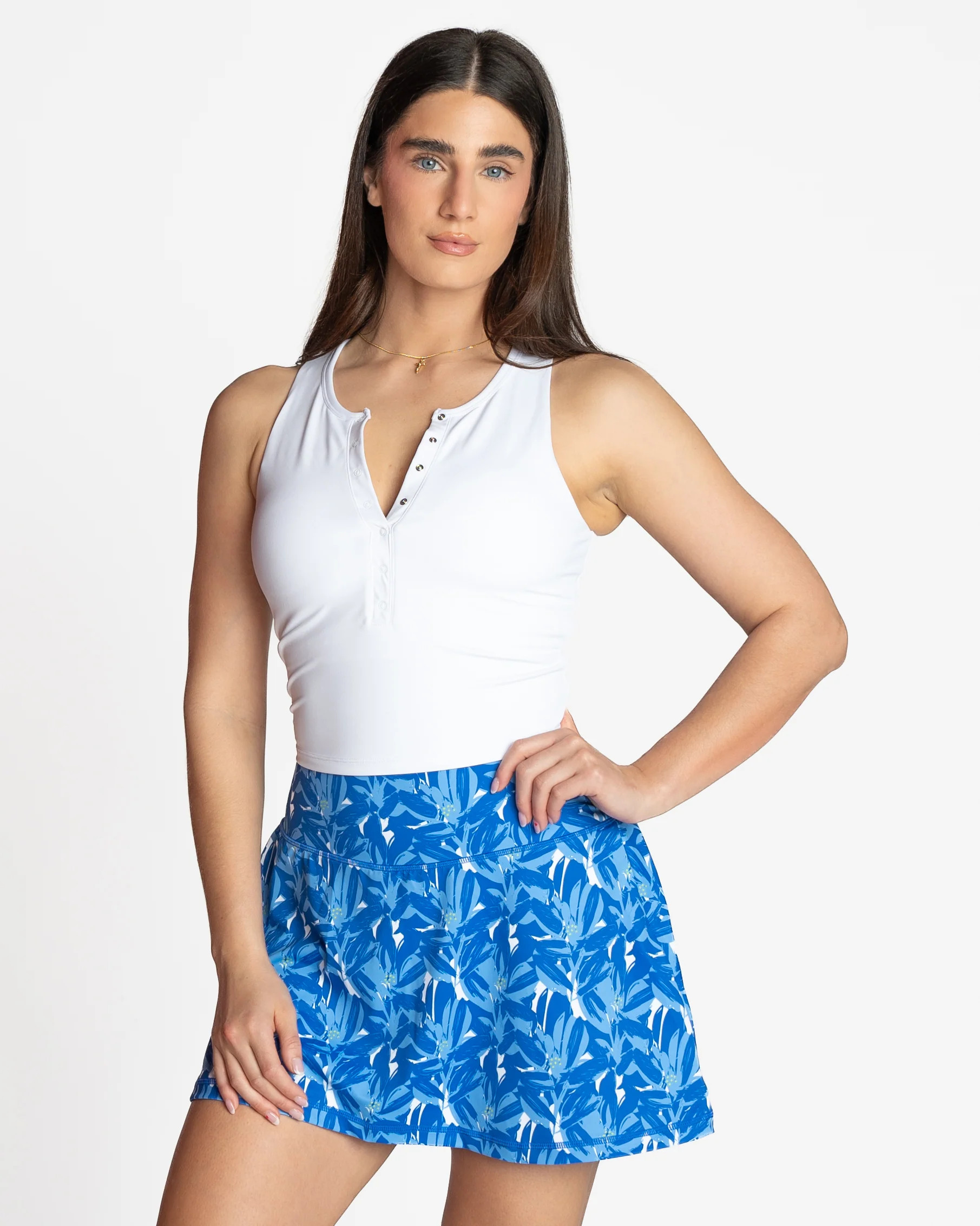 Lux Vinyasa Henley Crop Top - White - FINAL SALE L | Senita Athletics