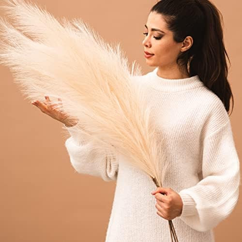 Brooklyn Theory Faux Pampas Grass Tall, 43"/110cm (Cream/Beige Color) 3pc Fake Artificial Pampass... | Amazon (US)