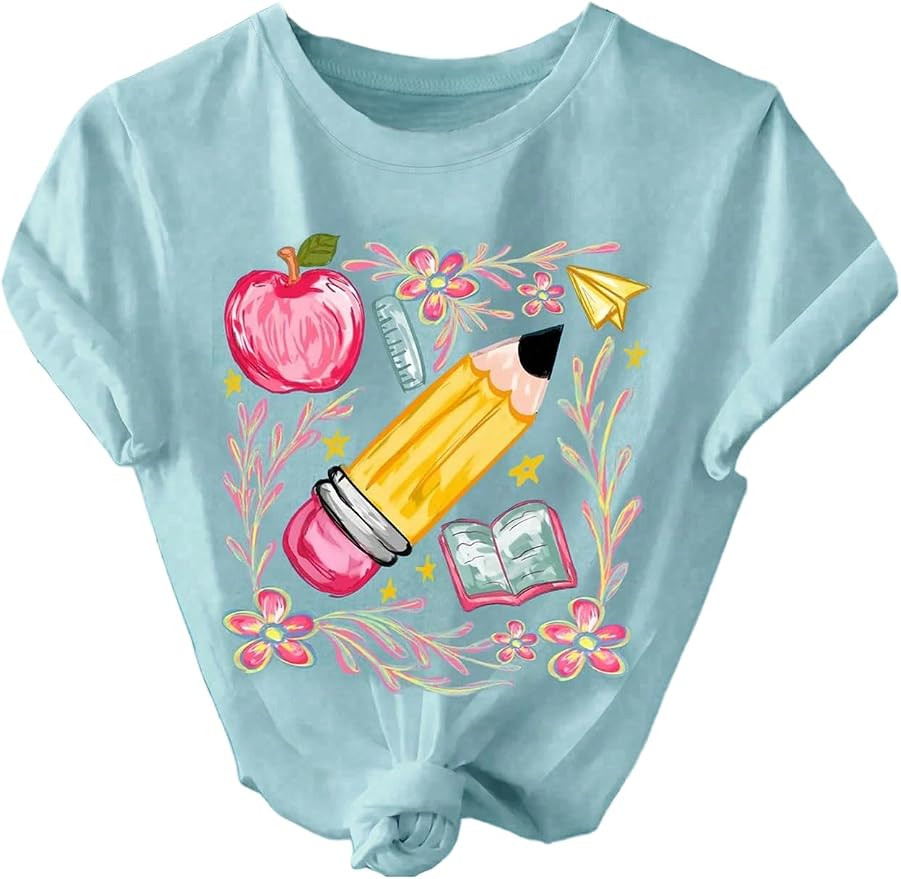 SOLY HUX Women's Graphic Tee Teacher Shirt Pencil Short Sleeve Summer Top | Teacher Shirts, Penci... | Amazon (US)