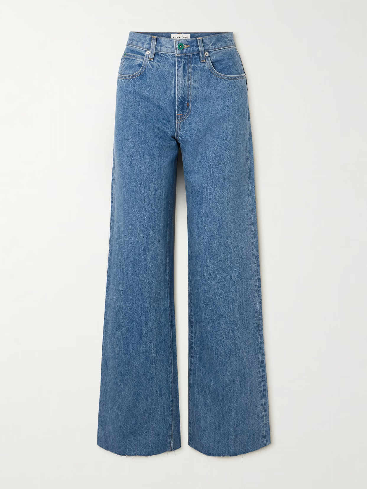 SLVRLAKE - Grace Frayed Mid-rise Wide-leg Jeans - Blue | NET-A-PORTER (US)