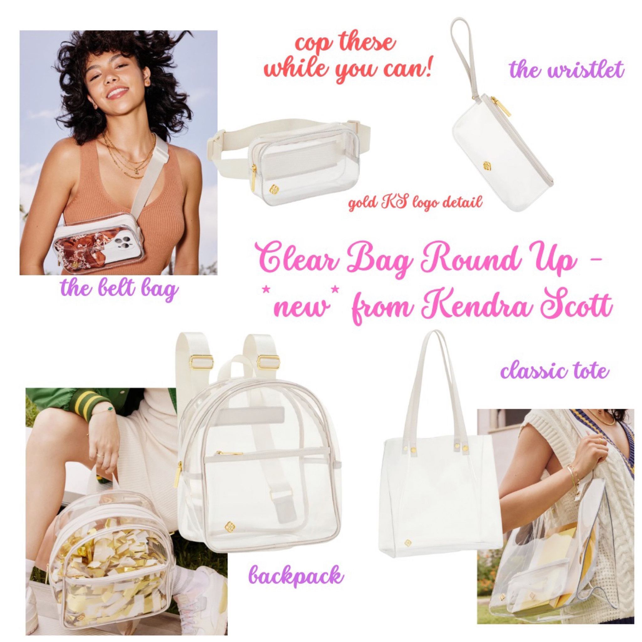 new from Kendra Scott, clear bags for everyone! if you travel light or are a hoarder like me, there’s a size for everyone. 

#LTKBacktoSchool #LTKFind #LTKSeasonal