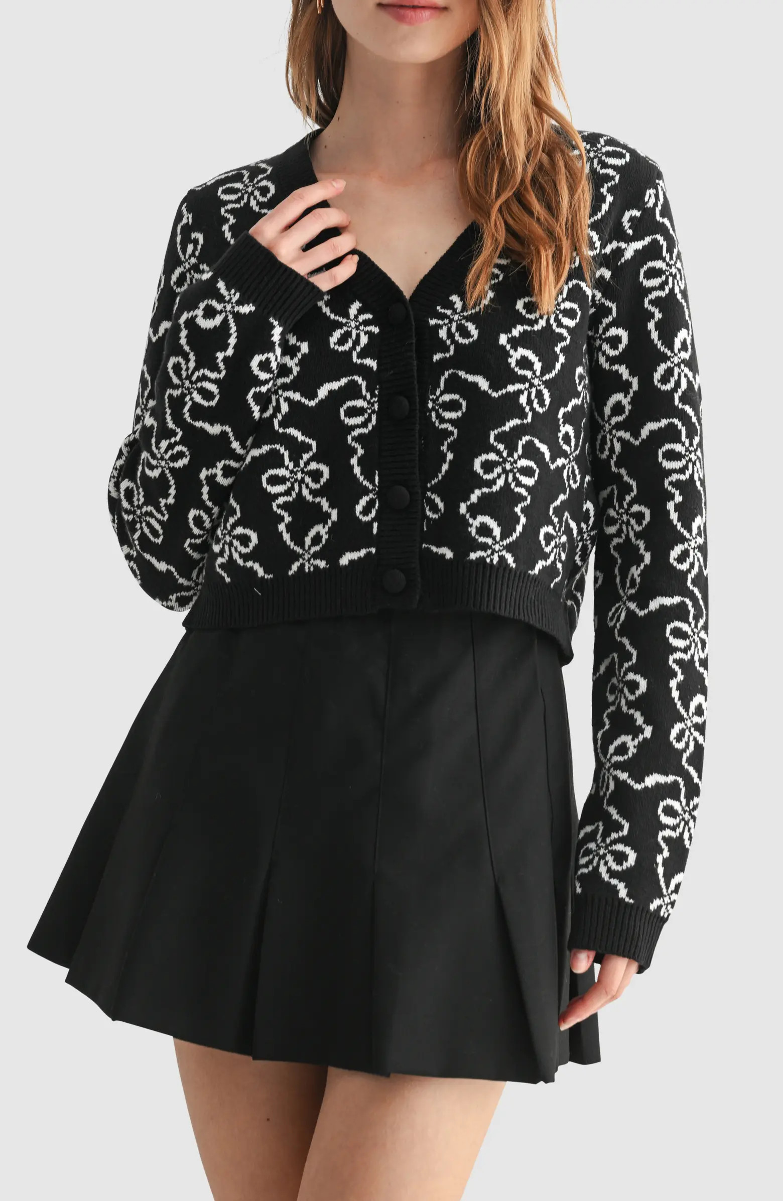 Lush Bows Cotton Blend Crop Cardigan | Nordstromrack | Nordstrom Rack