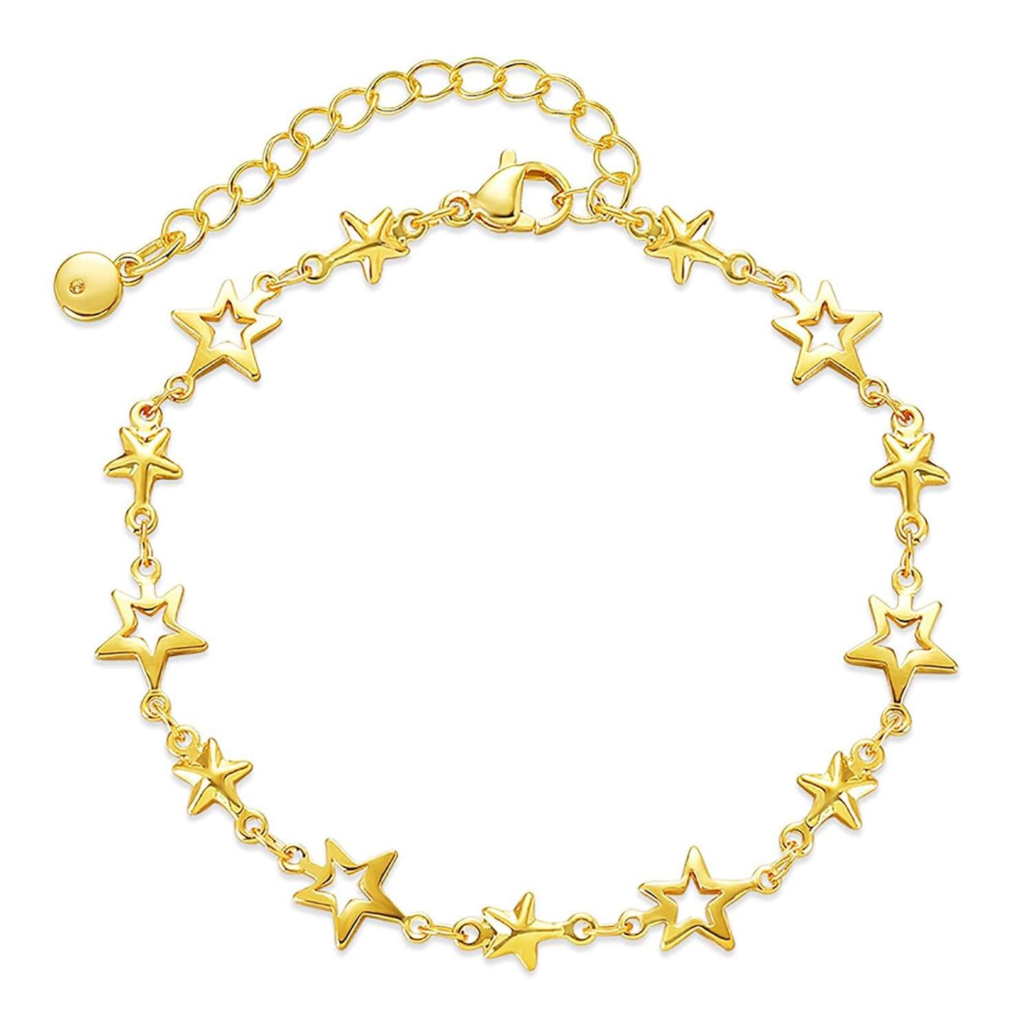 Star Bracelet for Women 18 Gold Plated Dainty Gold Star Bracelets Charm Bracelets Cute Bracelets ... | Amazon (US)