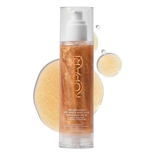 Kopari Sun Shield Body Glow, Broad Spectrum SPF 30, Lightweight Shimmering Gel Texture Absorbs Quickly, Non Sticky, Glowing Results, Golden Amber 5 oz | Amazon (US)