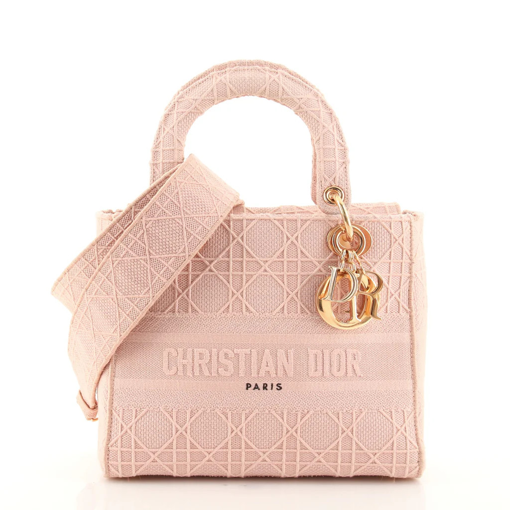 Christian Dior Lady D-Lite Bag Cannage Embroidered Canvas Medium Pink 11766344 | Rebag