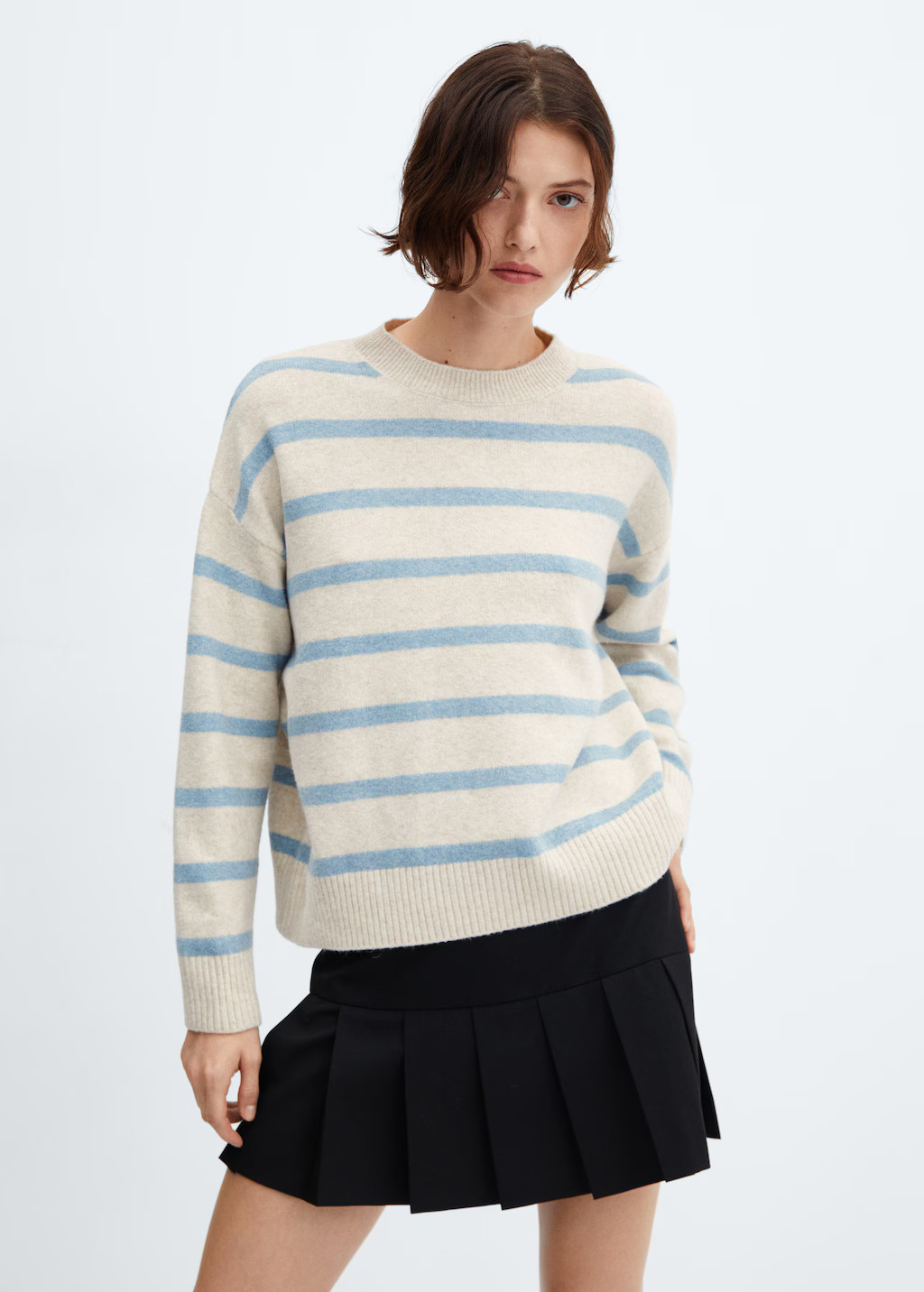 Round-neck striped sweater - Woman | MANGO USA | MANGO (US)