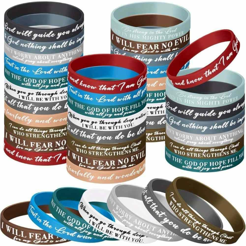 Amazon.com: 20Pcs Motivational Bible Verse Bracelets, Colorful Religious Silicone Wristbands with... | Amazon (US)