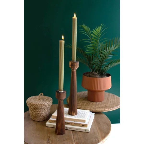 2 Piece Wood Tabletop Candlestick Set | Wayfair North America
