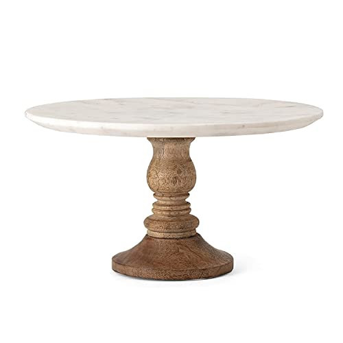 IMAX Lissa Marble Cake Stand in White – Handcrafted Cake Pedestal, Marble and Mango Wood Display Table for Presenting Cakes, Pastries, Desserts. Cake Stands | Amazon (US)