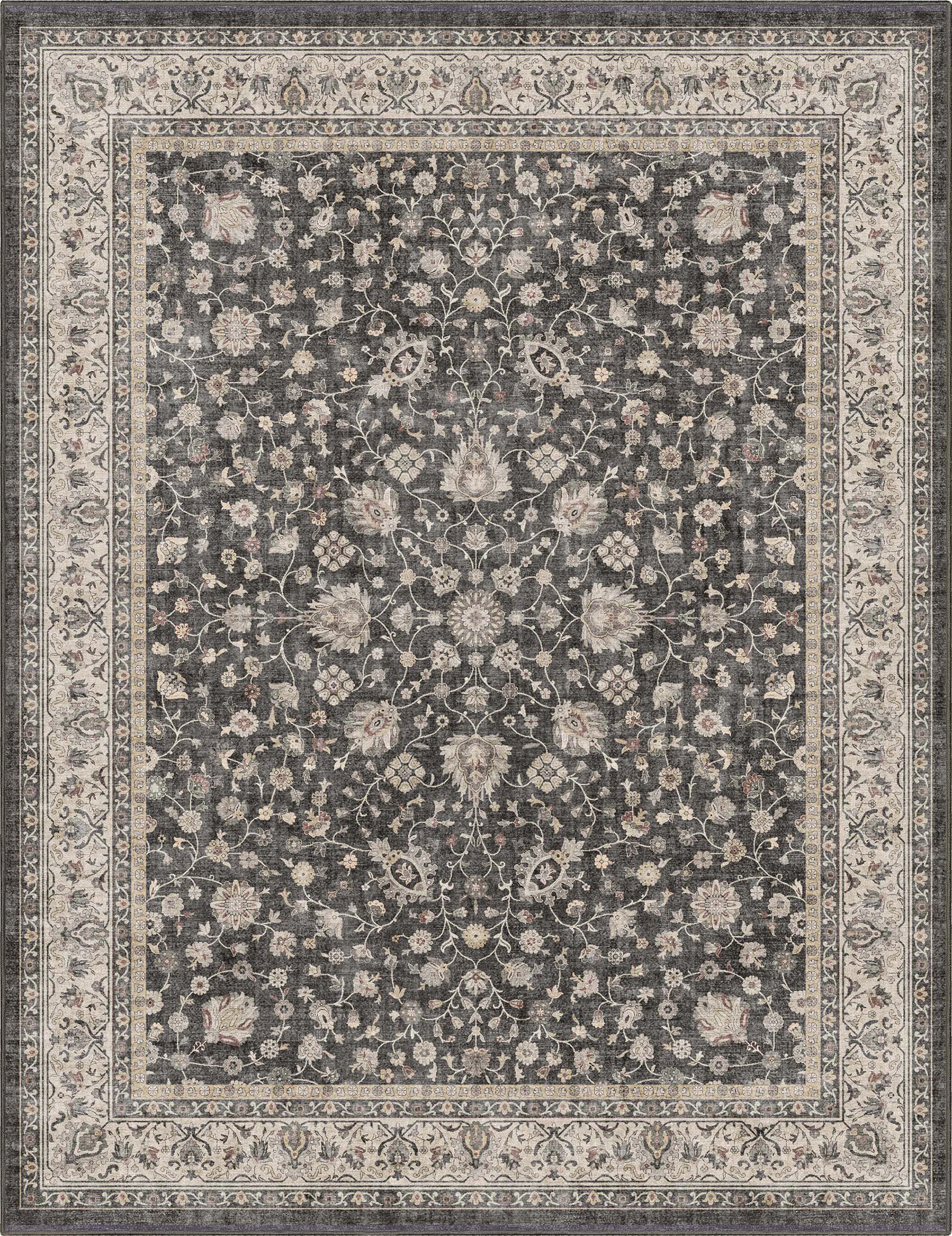 Well Woven Asha Rome Vintage Oriental Persian Black Hand-Carved Rug | Wayfair North America