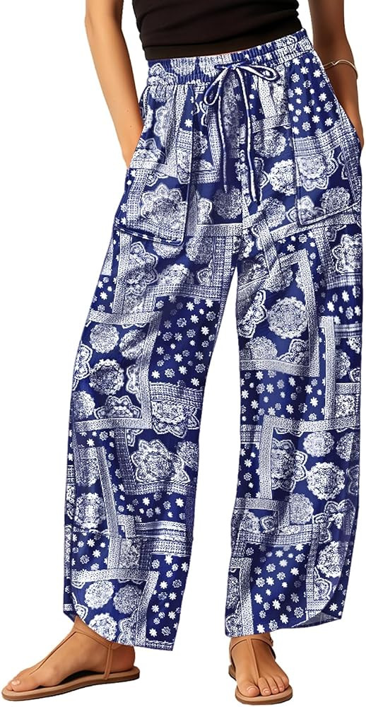 YESNO Womens Wide Leg Palazzo Capri Pants 2026 Summer Casual Barrel Lounge Flowy Cropped Beach Wo... | Amazon (US)
