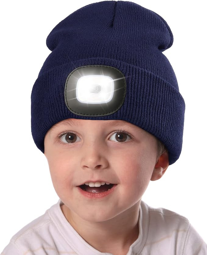 MELASA Unisex Kids LED Beanie, USB Rechargeable Hands Free Headlamp Hat, Night Flashlight Hat, Gi... | Amazon (US)
