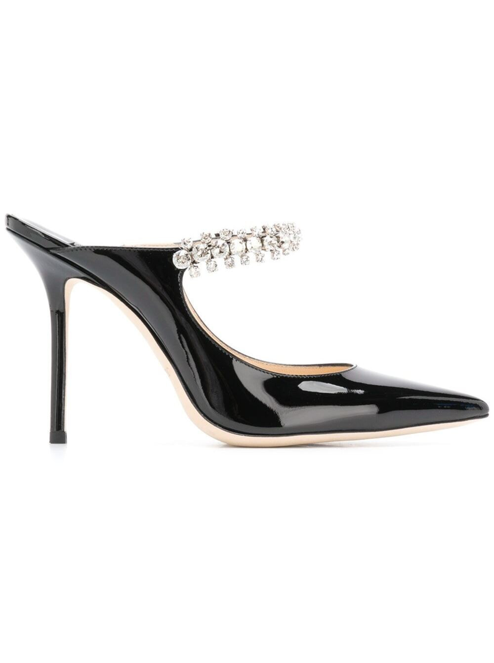 Jimmy Choo Black Pumps with Crystal Strap in Patent Leather Woman Calf Heels - Women | Italist.com US