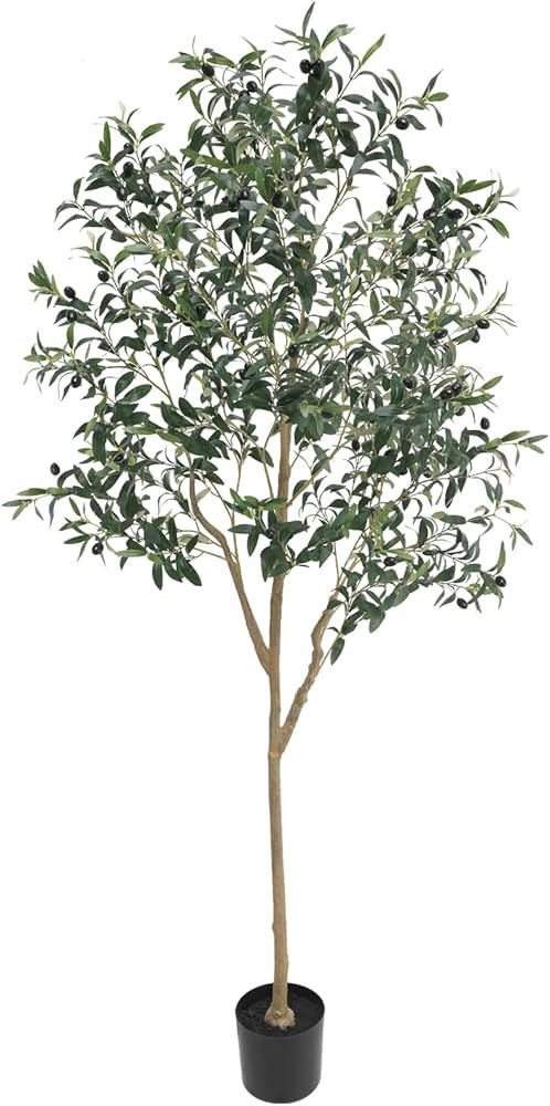 Artificial Olive Trees Silk Trees Faux Olive 7ft Tall Tree in Potted Oliver Branch Leaves and Fru... | Amazon (US)