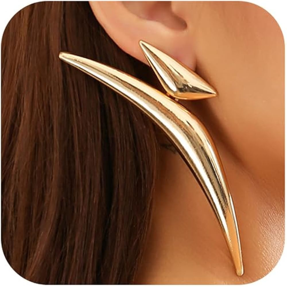 Gold Statement Earrings for Women Silver Exaggerated Geometric Drop Dangle Earrings Chunky Gold T... | Amazon (US)