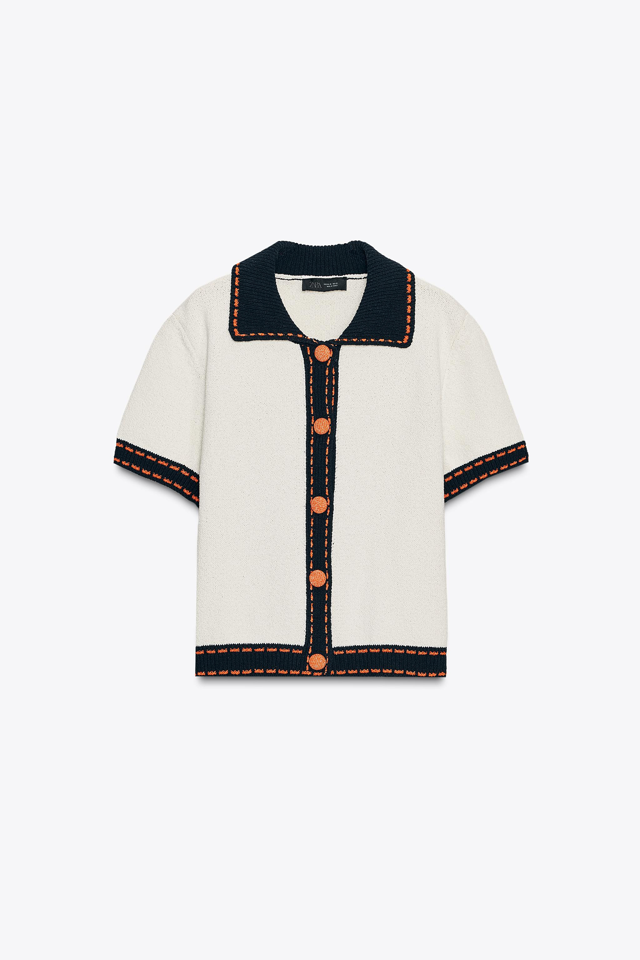 SHORT SLEEVE STITCHED KNIT CARDIGAN | Zara US