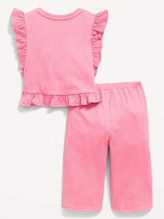 Short-Sleeve Ruffle-Trim Top and Wide-Leg Pants for Baby | Old Navy (US)