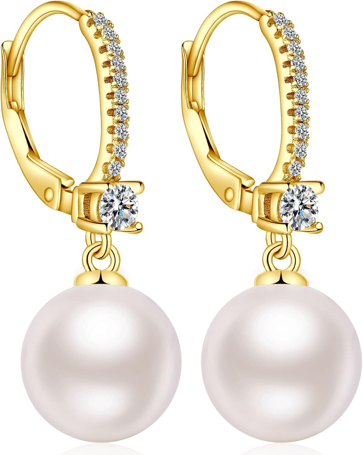 Pearl Dangle Earrings 925 Sterling Silver Pearl Earrings for Women 10mm White/Black Pearls | Amazon (US)