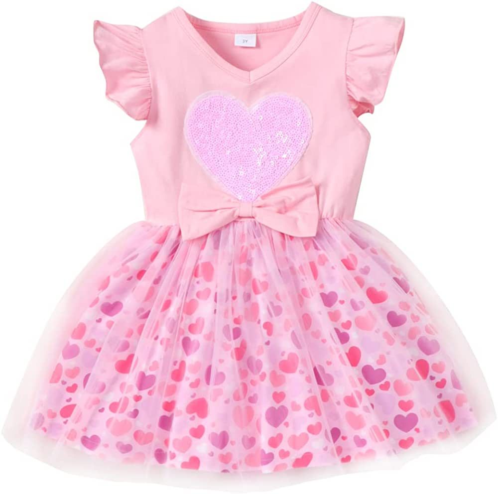 Toddler Baby Girls Tutu Tulle Dress Ruffled Sleeve Summer Unicorn Birthday Outfit Princess Party Sun | Amazon (US)