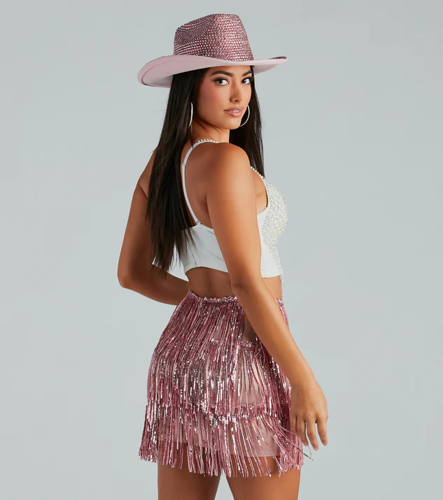 Glitzy Glamour Rhinestone Fringe Cropped Bustier | Windsor Stores