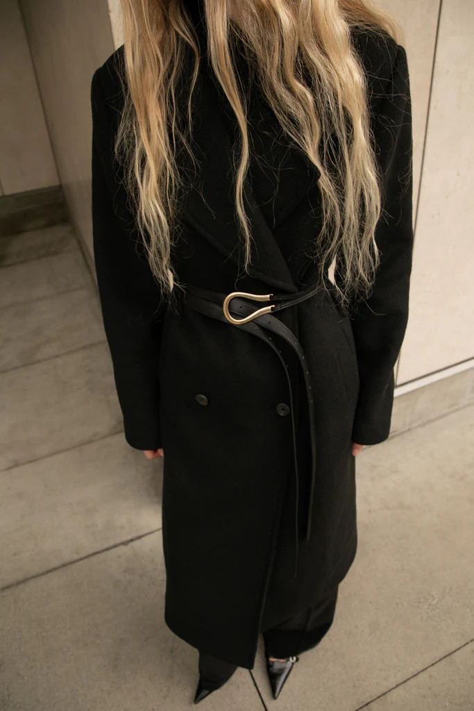 WOOL-BLEND DOUBLE BREASTED COAT WITH POCKETS | OAK + FORT