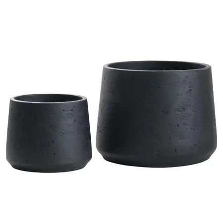 Copenhagen Matt Black Ceramic Plant Pot Set of 2 - Ceramic Cement Planters for Indoor & Outdoors - T | Walmart (US)