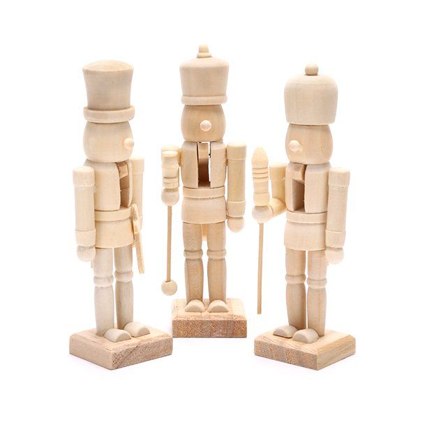 DIY 12CM Wooden Nutcracker Doll Soldier Shape Puppet Handmade Craft Decoration | Walmart (US)