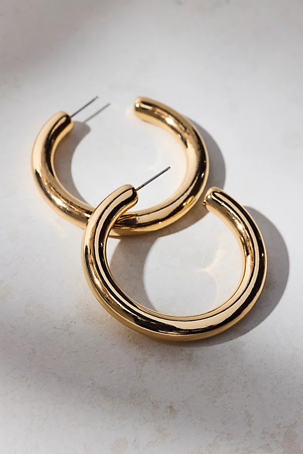 Chubby Medium Hoop Earring in Gold, Women's at Urban Outfitters | Urban Outfitters (US and RoW)