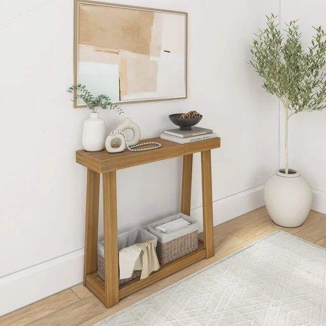 Plank+Beam Solid Wood Console Table with Storage 36”, Sofa Table with Shelf, Narrow Entryway Ta... | Walmart (US)