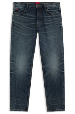 HUGO Blue tapered-fit jeans in rigid denim - Blue Men's Jeans size 32/32 | Hugo Boss (US)