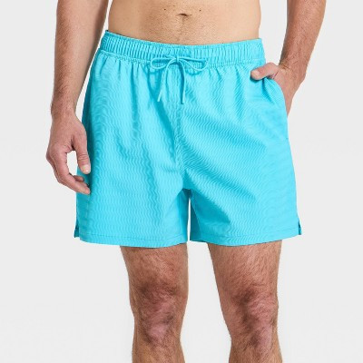 Men's 5'' Swim Patterned Trunks - Goodfellow & Co™ Turquoise Blue XXL | Target