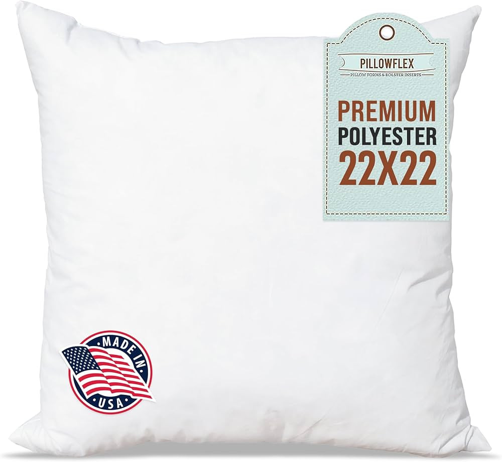 Pillowflex Premium Polyester Throw Pillow Insert - 22x22 - Ultra Soft Square Throw Pillow, Couch ... | Amazon (US)