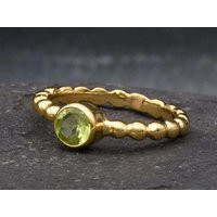 Dainty Peridot Gold Ring, Natural Green Gem Stackable Minimalist Bubble Band, Bands By Adina | Etsy (US)