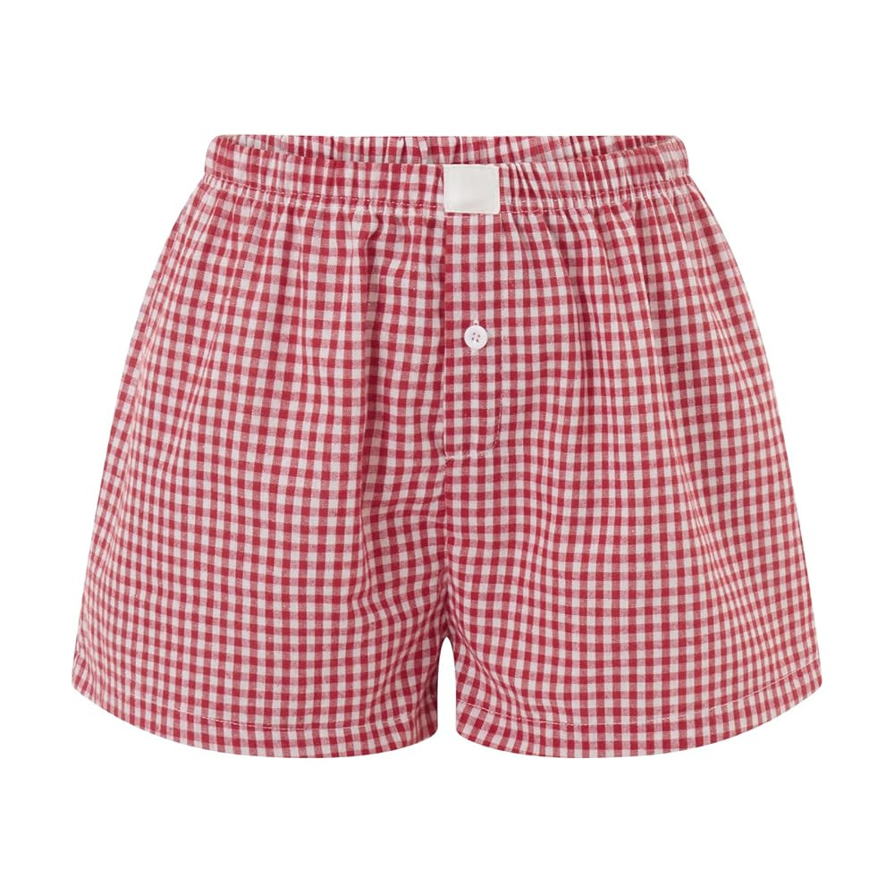 Womens Y2k Cute Plaid Striped Print Pajama Boxer Shorts Gingham Lounge PJ Bottoms Shorts Checkere... | Amazon (US)