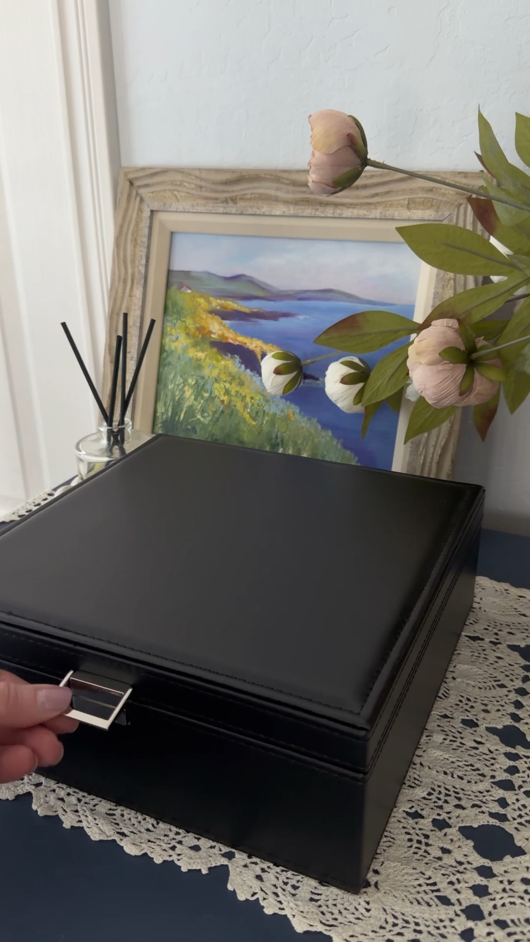 I like the layout of this jewelry box — especially how it keeps necklaces separated — and it looks nice sitting out on the dresser.
Gifted
 
🏠 I share real-life decor, home finds, and organization for spaces that are pretty, not perfect. 💫

#LTKHome