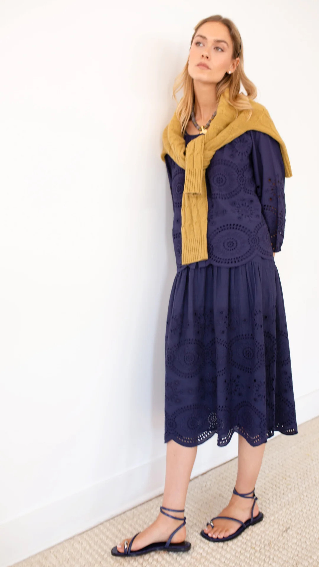 Louisa Skirt - Navy Demi Eyelet | Marea