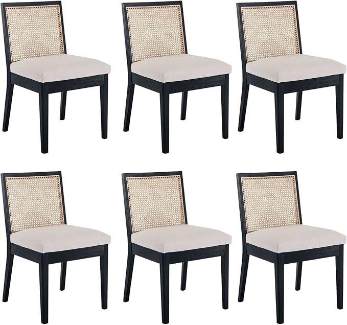 LIVINOVA Farmhouse Rattan Dining Chairs Set of 6, Mid Century Modern Kitchen & Dining Room Chairs... | Amazon (US)