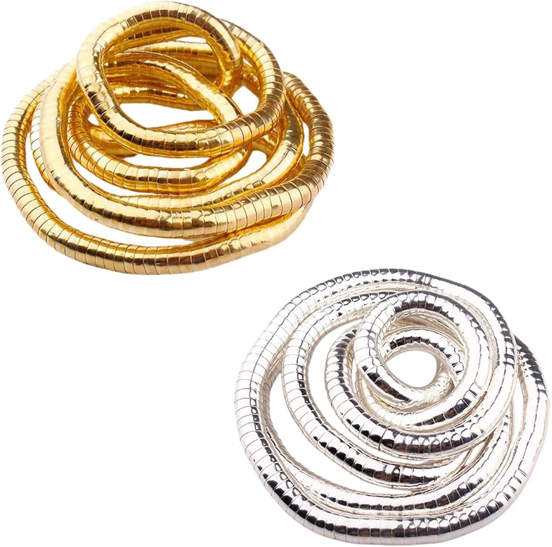 YANINEE Pack of 2 Bendable Snake Necklace, Flexible Snake Chain, Bendable Chain, Gold, Agate | Amazon (DE)