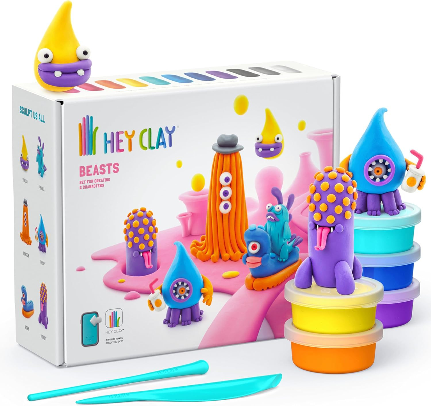 HEY CLAY Beasts Air Dry Clay Kit for Kids Multicolored Modeling Craft Set | Amazon (US)
