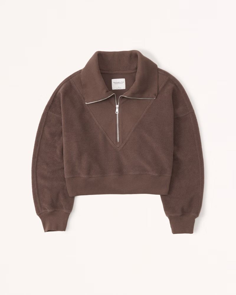 Textured Drama Collar Half-Zip | Abercrombie & Fitch (US)